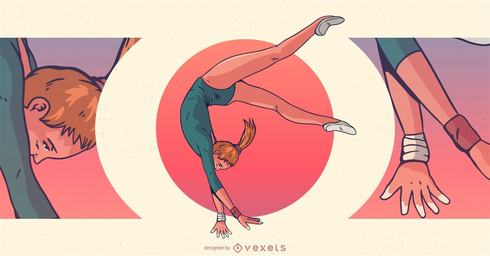 Ilustración de deportes de gimnasta femenina