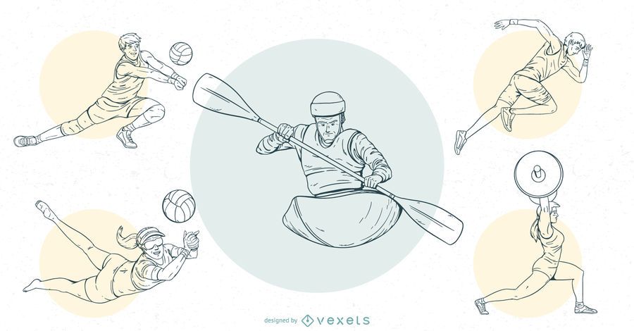 Olympic Sports People Stroke Design Set Olympic Sports People Stroke Design Set