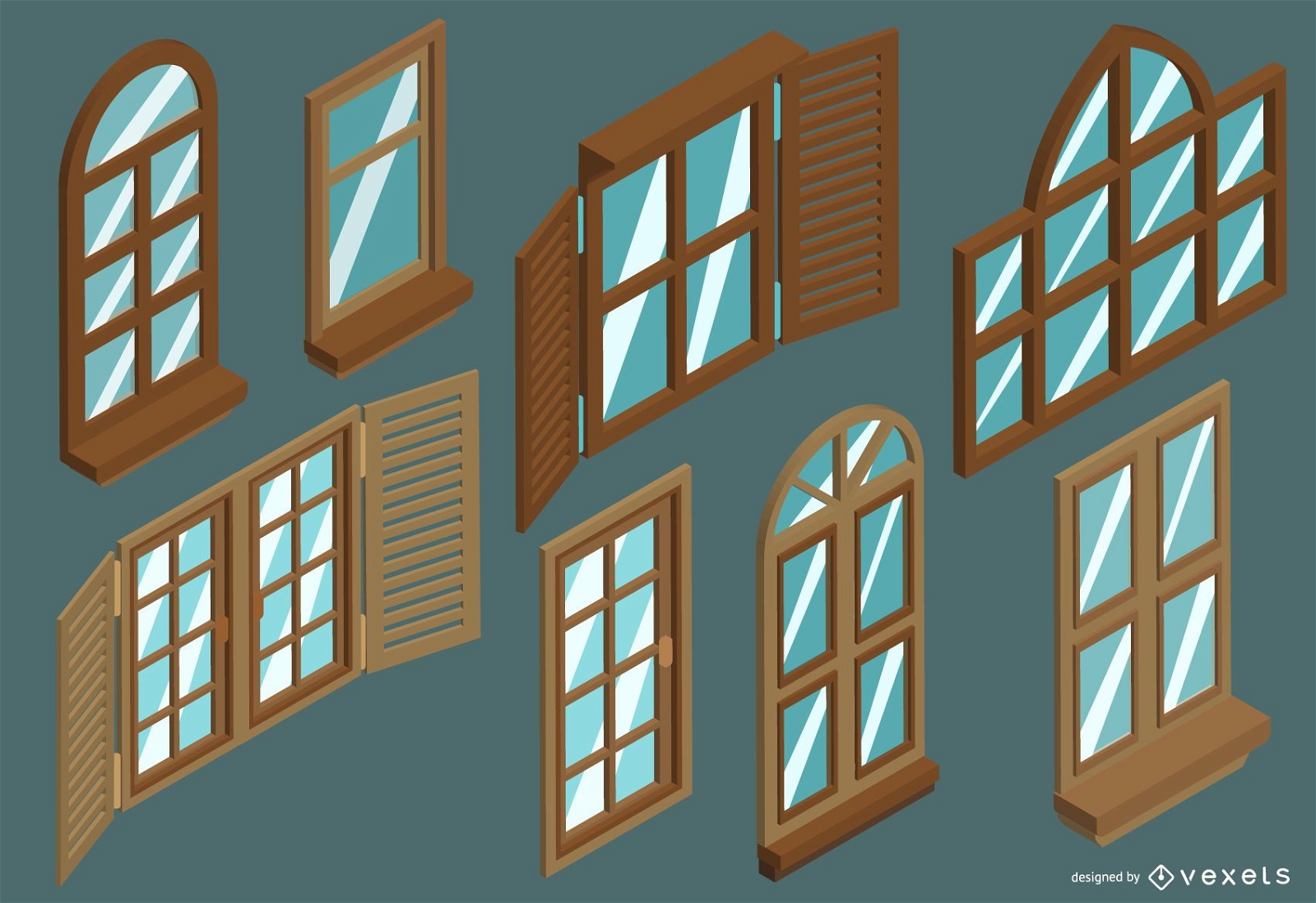 Conjunto de ventanas isométricas