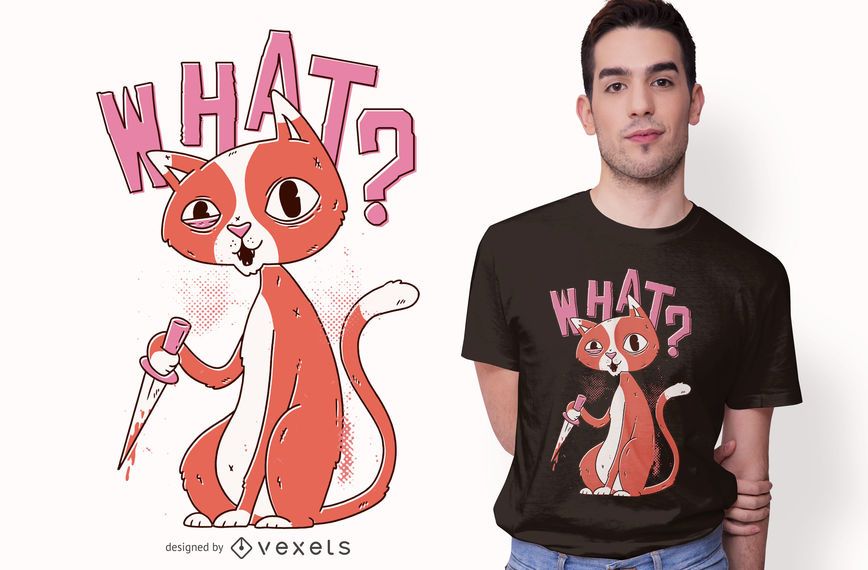 Cat with knife t-shirt design Cat with knife t-shirt design