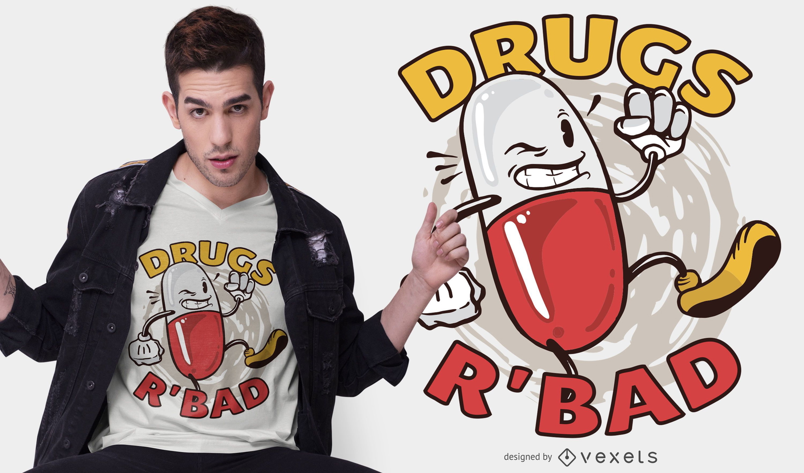 Diseño de camiseta Drugs r bad