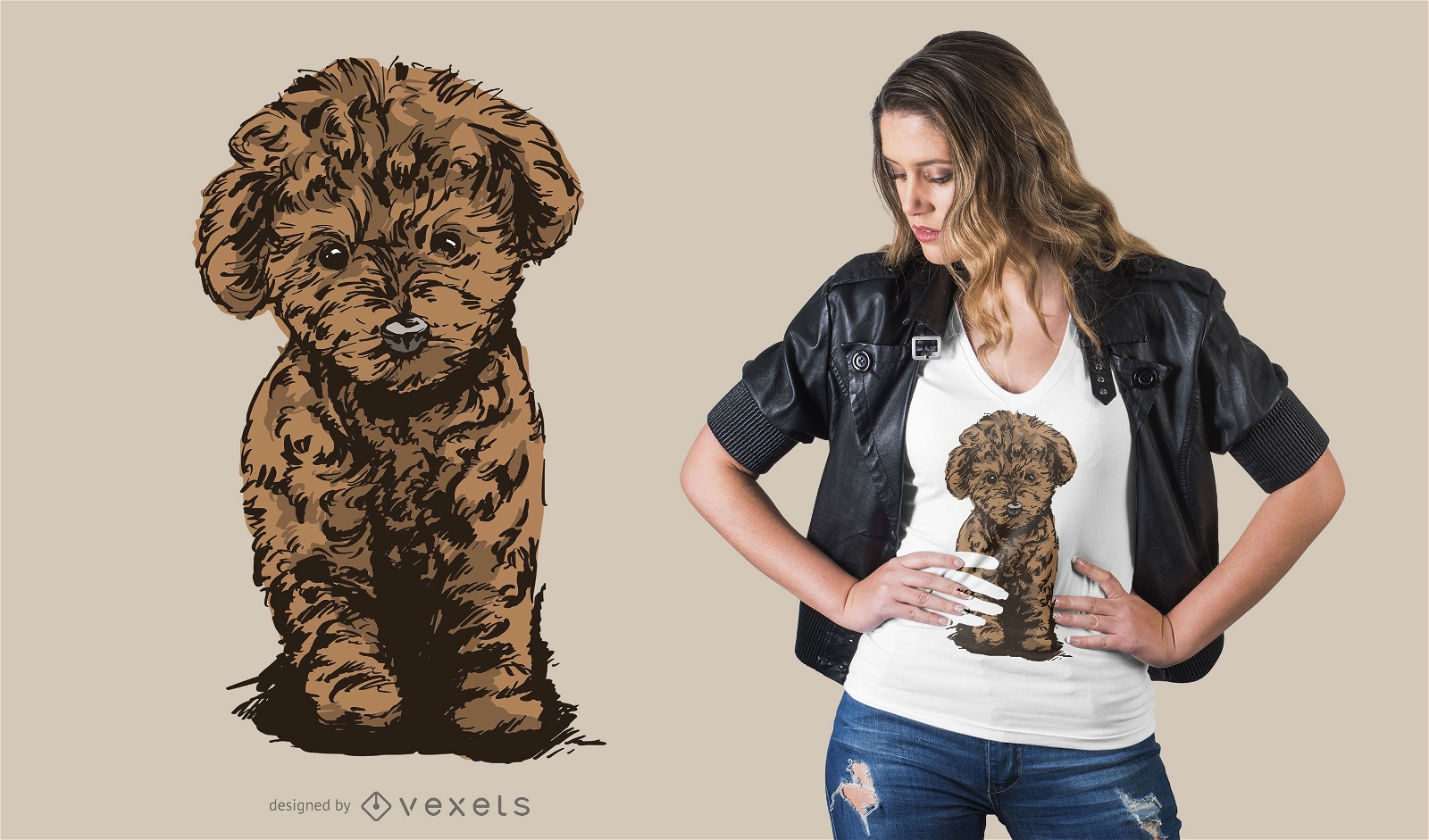 Pudel-Hund Illustration T-Shirt Design