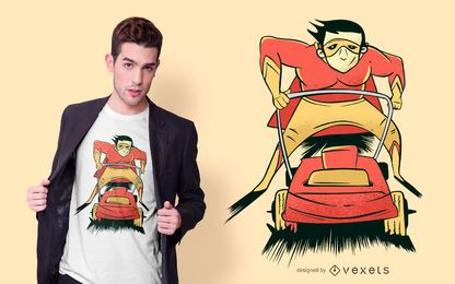 Diseño de camiseta de superhéroe cortacésped Diseño de camiseta de superhéroe cortacésped