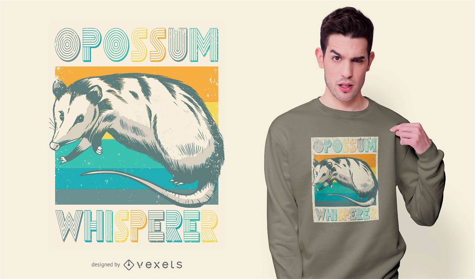 Vintage Opossum T-shirt Design Vector Download