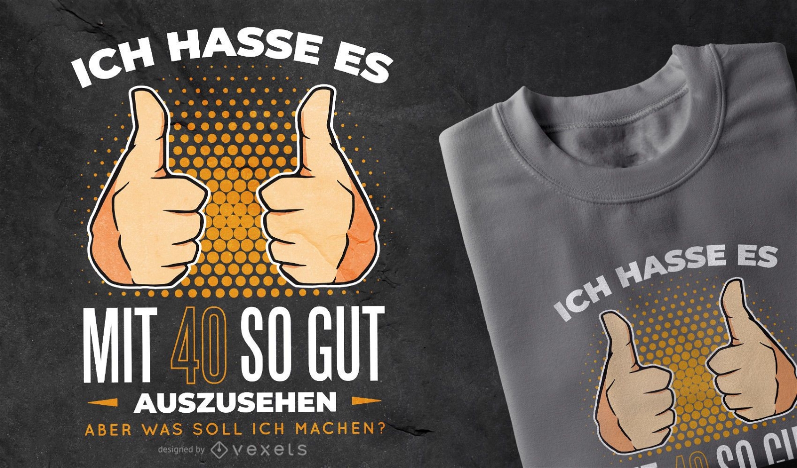 Camiseta com citação alemã de 40 anos