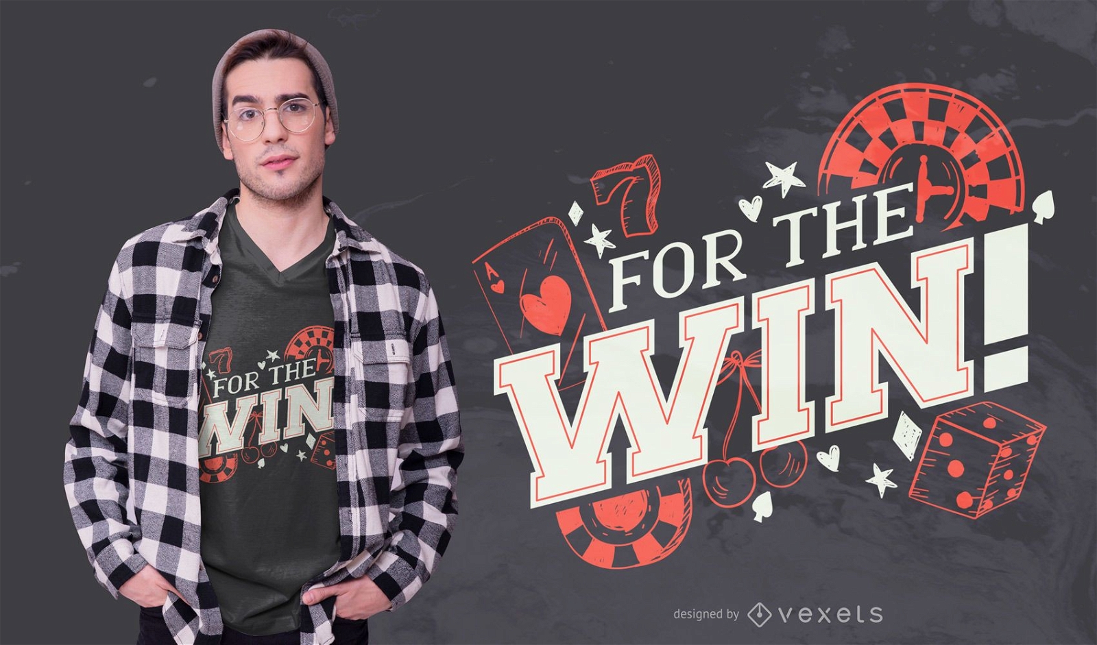 Diseño de camiseta For The Win Casino Quote