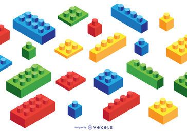 Toy Brick Isometric Elements Set Toy Brick Isometric Elements Set