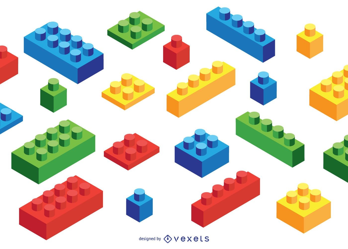 Toy Brick Isometric Elements Set