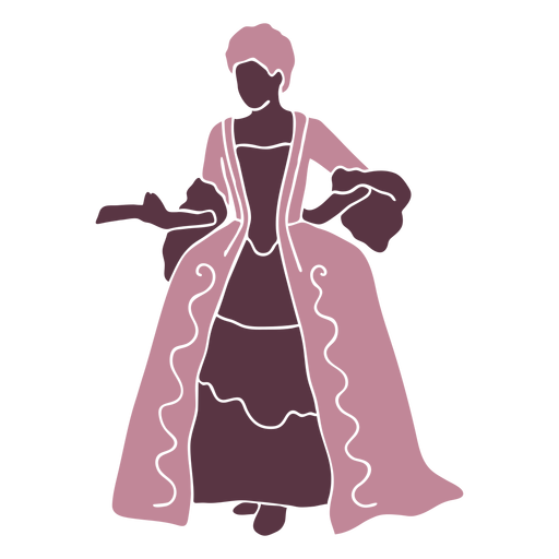 18th century fancy lady duotone PNG Design