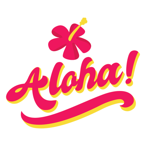 Aloha flower hawaiian lettering