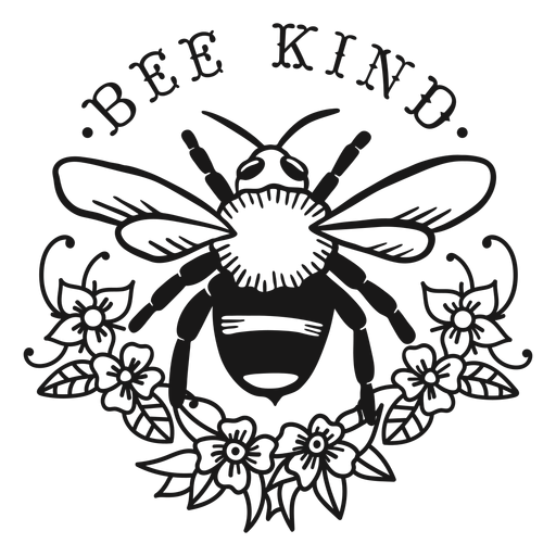 Seien Sie freundlich Bienenblumenbeschriftung PNG-Design