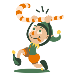 Bastón de caramelo lindo elfo de navidad Diseño PNG