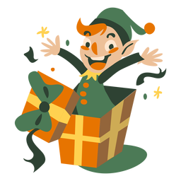 Cute Christmas Elf Jump Box Diseño PNG