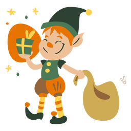Duende de Natal bonito presente Desenho PNG