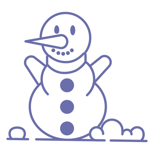 Cute smiling snowman scarf outline PNG Design