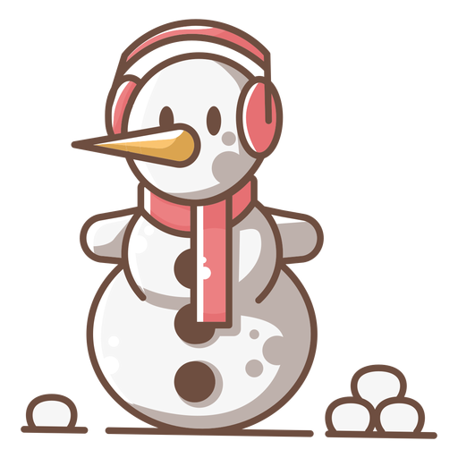 Cute snowman red headphone scarf PNG Design