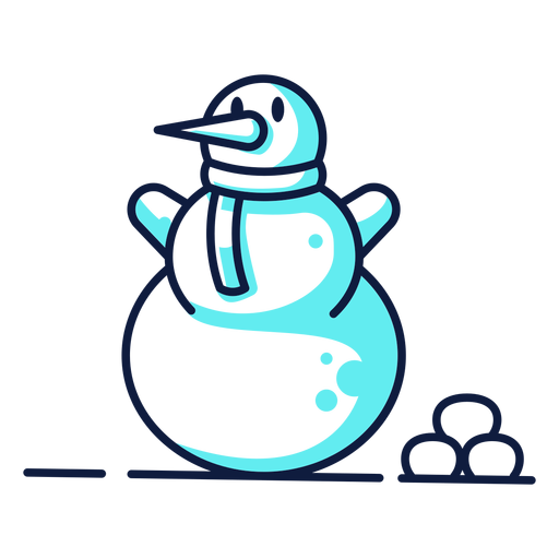 Cute Snowman Scarf Cyan Duotone Transparent Png Svg Vector File