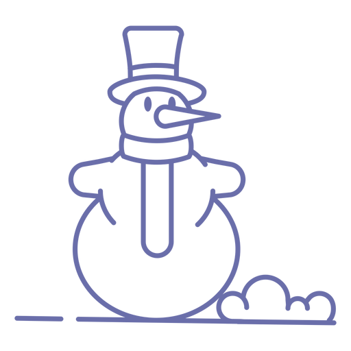Cute snowman scarf hat outline PNG Design