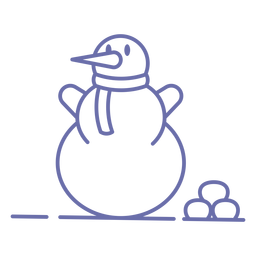 Lindo contorno de bufanda de muñeco de nieve Diseño PNG