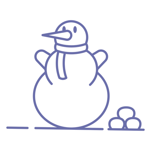 Contorno de cachecol de boneco de neve fofo Desenho PNG