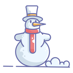 Lindo muñeco de nieve sombrero blanco bufanda roja Diseño PNG