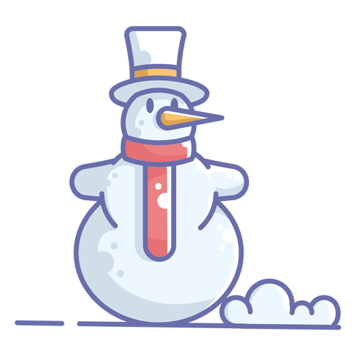 Cute snowman white hat red scarf PNG Design