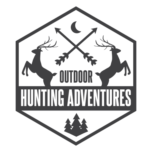 Logotipo de insignia de aventura de caza al aire libre de ciervos
