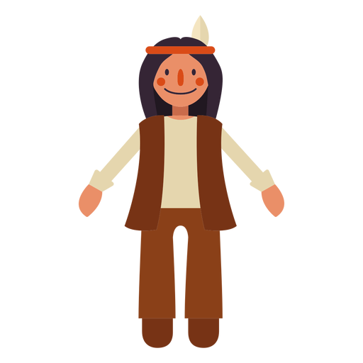 Flat thanksgiving indian character