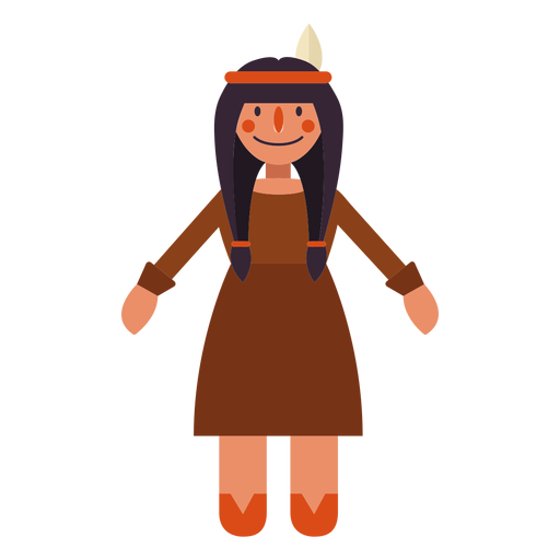 Flat thanksgiving indian woman symbol