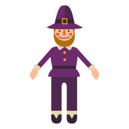 Flat thanksgiving pilgrim character PNG Design
