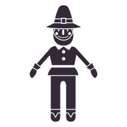 Flat thanksgiving pilgrim character stencil PNG Design