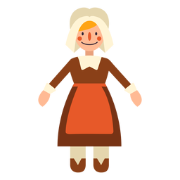 Personagem mulher peregrina plana no dia de graças Desenho PNG