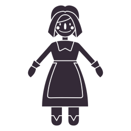Estêncil de personagem de mulher peregrina em ação de graças plana Desenho PNG