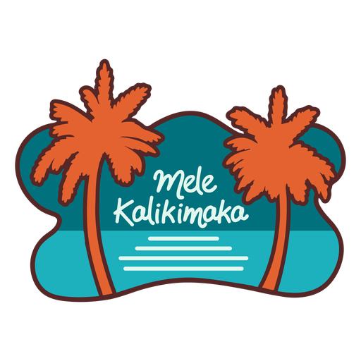 Mele kalikimaka palm tree sea banner PNG Design