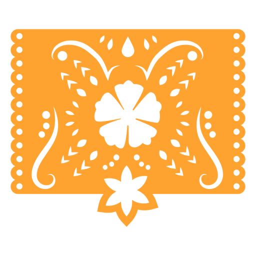 Mexican tropical floral orange stencil