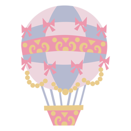 Ribbons floral checker pink hot air balloon PNG Design