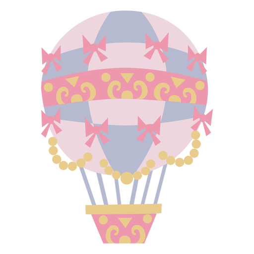Ribbons floral checker pink hot air balloon PNG Design