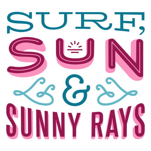 Letras havaianas ensolaradas de sol de surf Desenho PNG