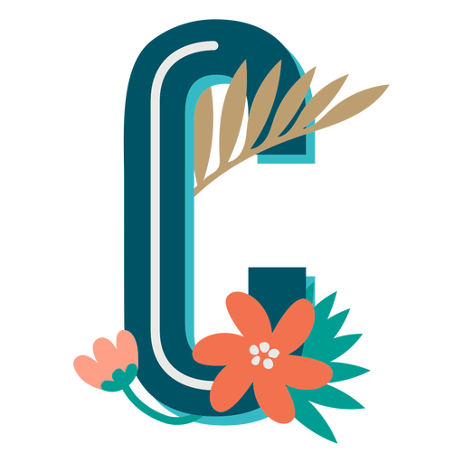 Tropical decorated capital letter c PNG Design