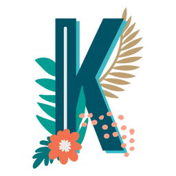 Letra mayúscula decorada tropical k Diseño PNG