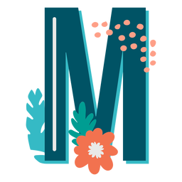 Letra mayúscula decorada tropical m Diseño PNG