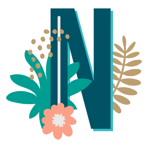 Tropical decorated capital letter n PNG Design