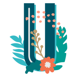 Letras maiúsculas decoradas tropicais u Desenho PNG