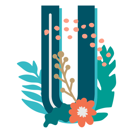 Letra mayúscula decorada tropical u Diseño PNG
