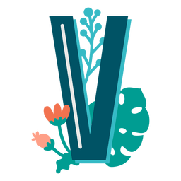 Tropical decorated capital letter v PNG Design