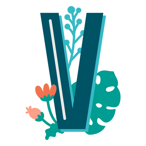 Tropical decorated capital letter v PNG Design