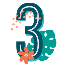 Decoração tropical número 3 Desenho PNG