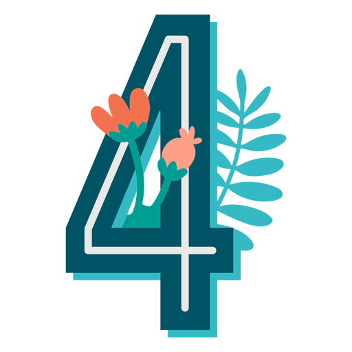 Tropical decorated number 4 PNG Design