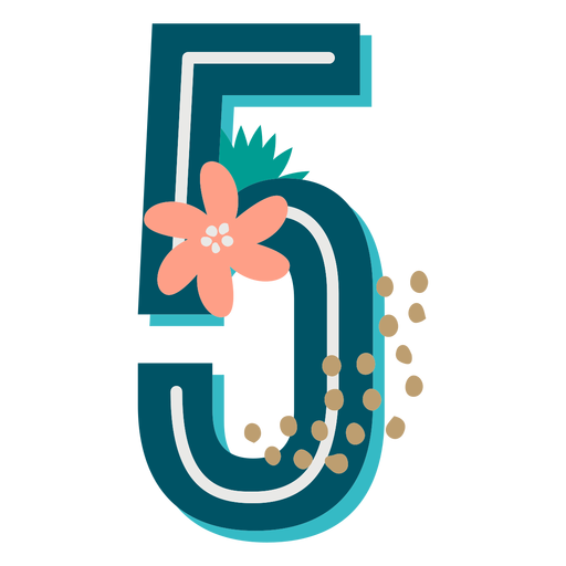Tropical decorated number 5 PNG Design