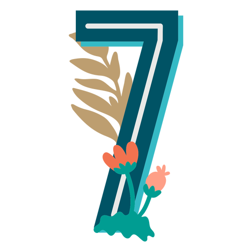 Tropical decorated number 7 PNG Design